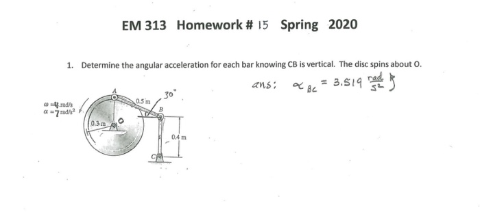 Solved determine the angular acceleration for each bar | Chegg.com