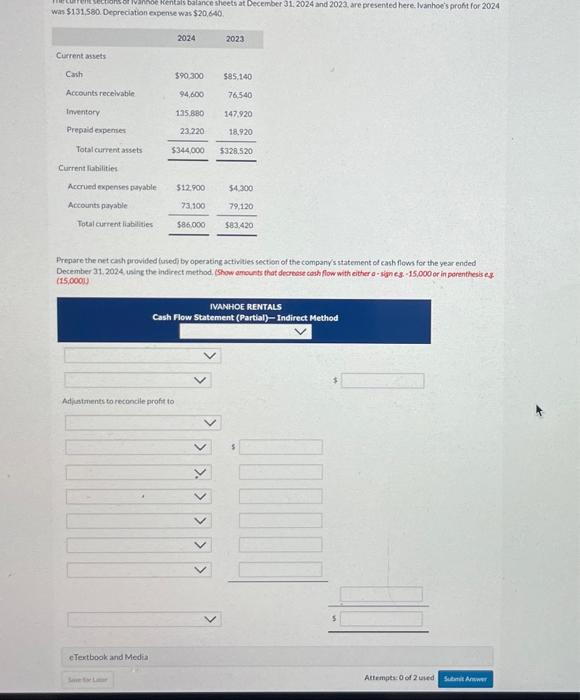 Solved The current sections of Ivanhoe Rentals balance | Chegg.com