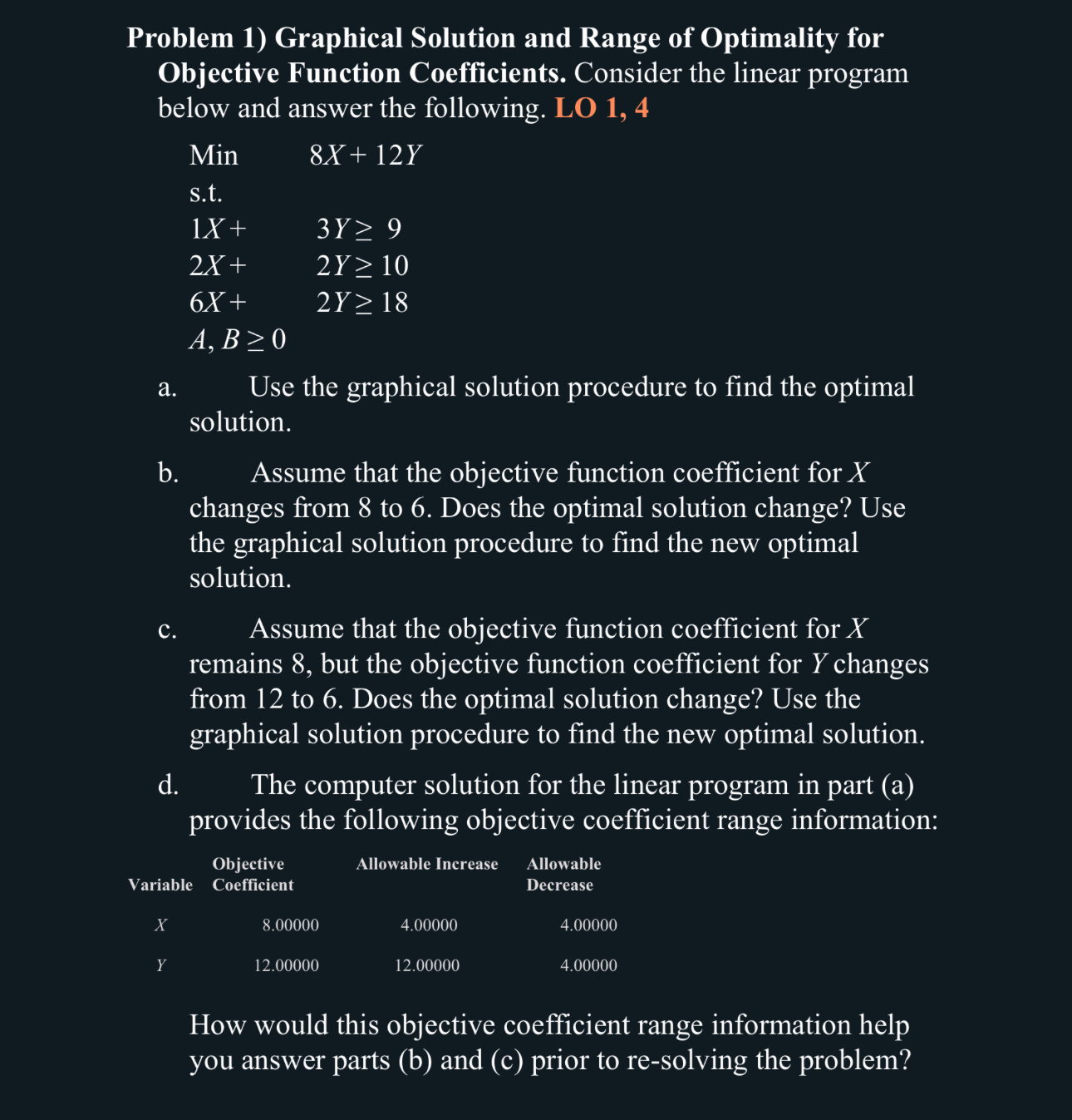 Problem 1) ﻿Graphical Solution and Range of | Chegg.com