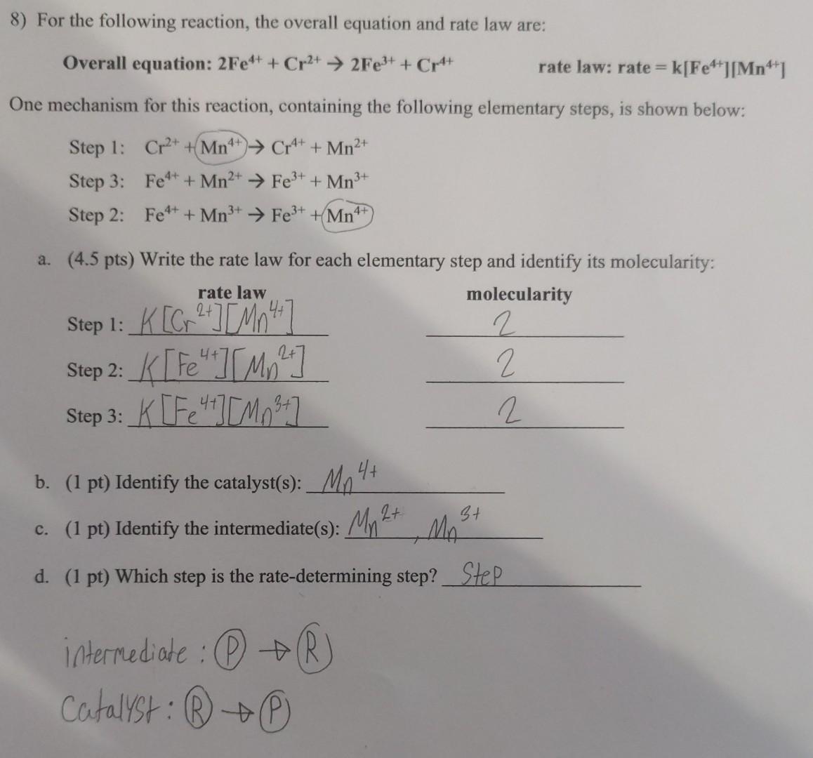 Solved how do I find the Rate Determining Step? my rate laws | Chegg.com