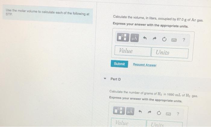 Solved Use the molar volume to calculate each of the | Chegg.com