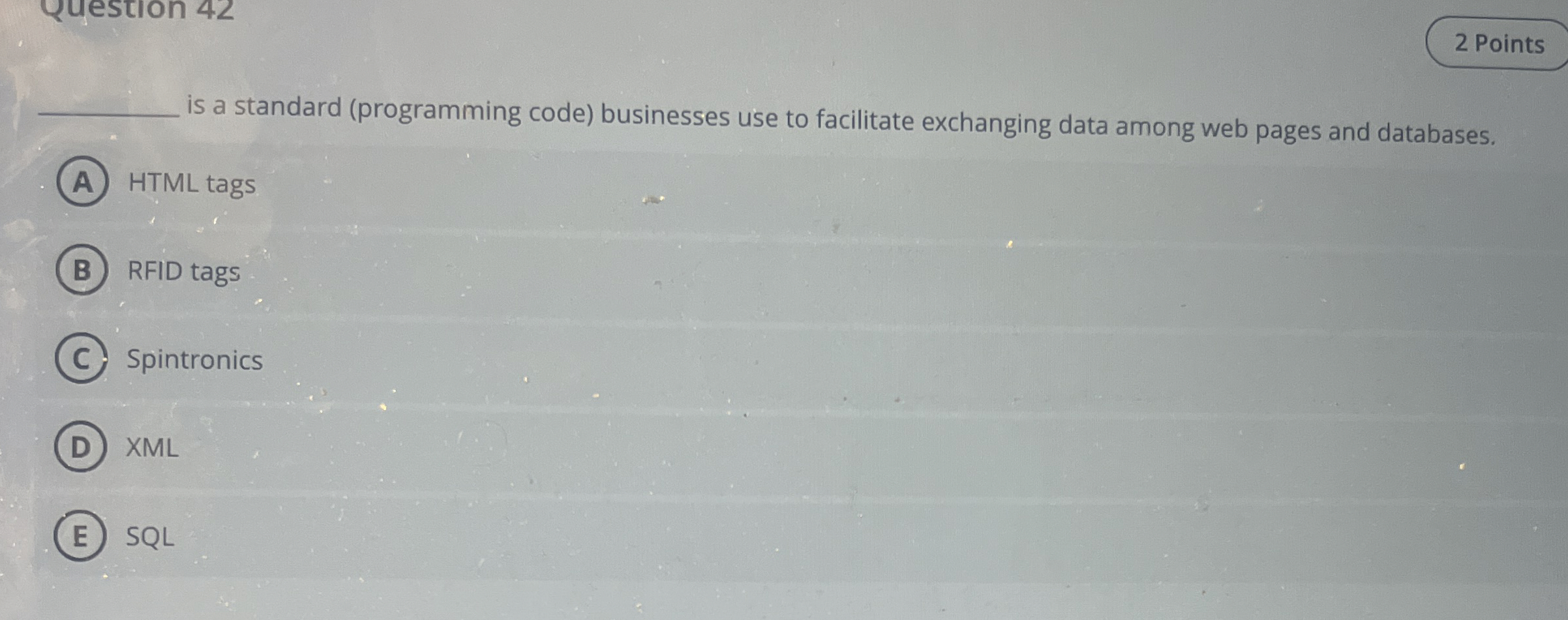 Solved is a standard (programming code) ﻿businesses use to | Chegg.com