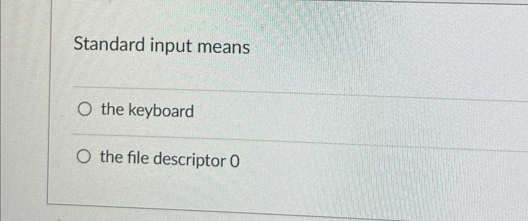 the file descriptor for standard input stdin is