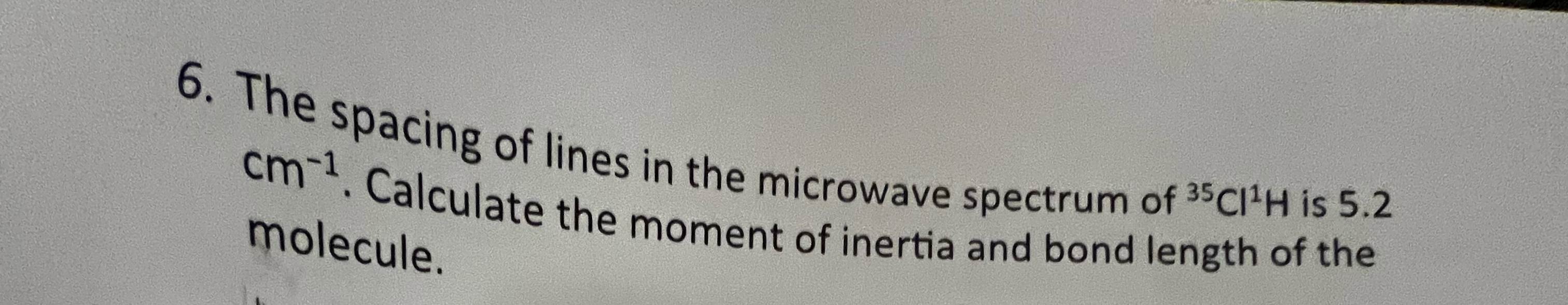 The spacing of lines in the microwave spectrum of