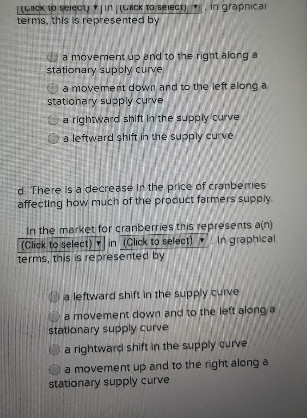 Solved For each market, identify whether each of the | Chegg.com