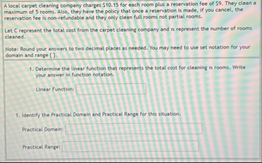 Solved A local carpet cleaning company charges $10.15 ﻿for | Chegg.com