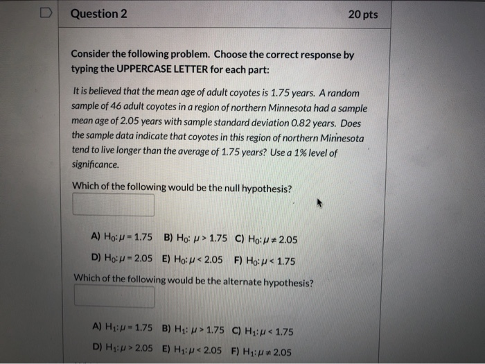 Solved D Question 2 20 pts Consider the following problem. | Chegg.com
