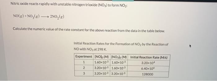 Solved Nitric oxide reacts rapidly with unstable nitrogen | Chegg.com