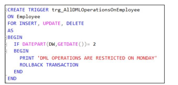 Update the Trigger that will restrict all the DML | Chegg.com