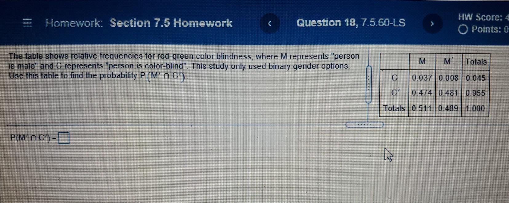 Solved Homework: Section 7.5 Homework Question 18, 7.5.60-LS | Chegg.com