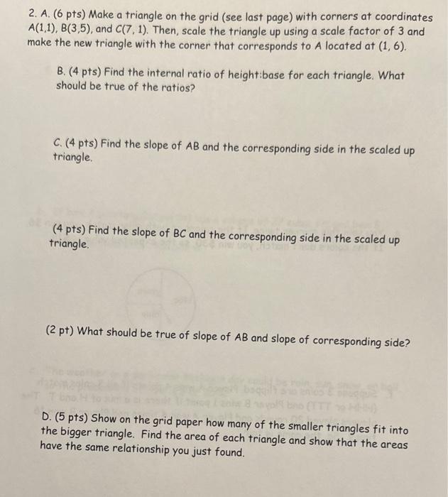 Solved 2. A. (6 pts) Make a triangle on the grid (see last | Chegg.com