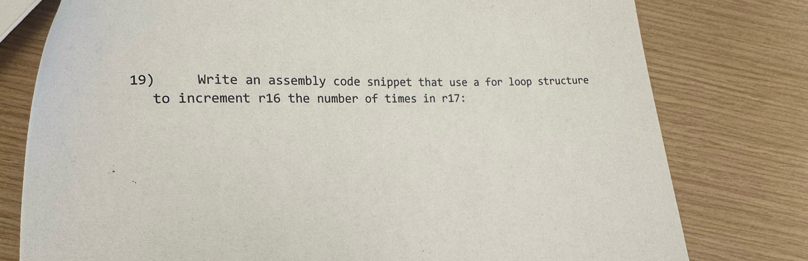 Solved Write an assembly code snippet that use a for loop | Chegg.com image.