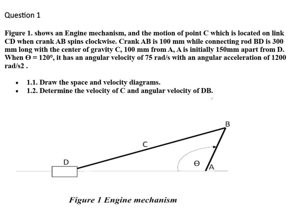 Figure 1. shows an Engine mechanism, and the motion | Chegg.com