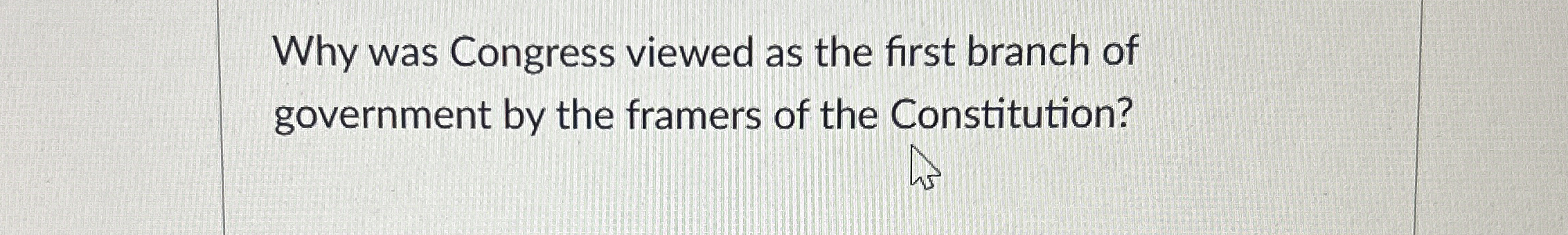 Why was Congress viewed as the first branch of | Chegg.com
