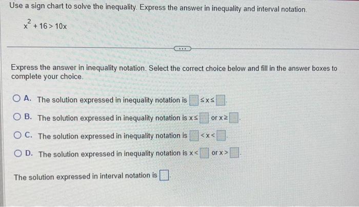 Solved Use a sign chart to solve the inequality. Express the | Chegg.com