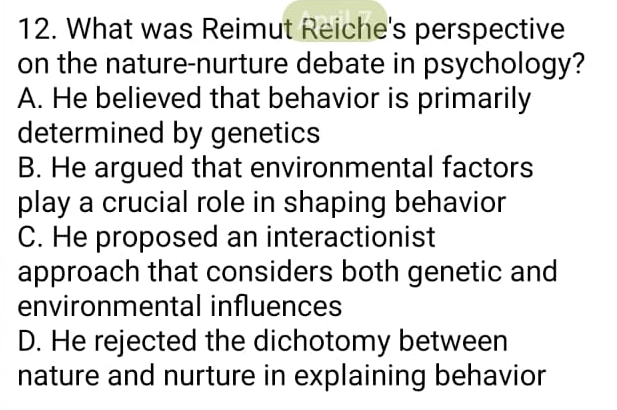 Solved What was Reimut Reiche's perspective on the | Chegg.com