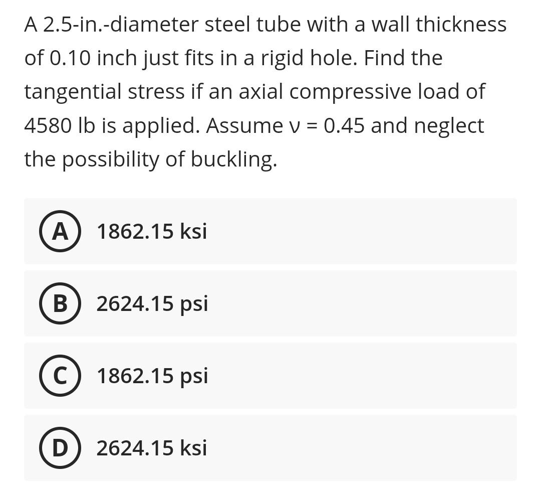 Solved A 6in.long bronze tube, with closed ends, is 2.5