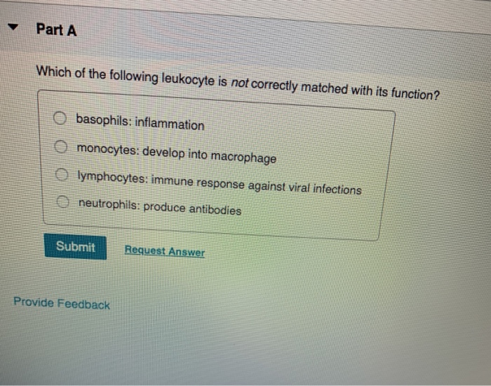 solved-part-a-which-of-the-following-leukocyte-is-not-chegg