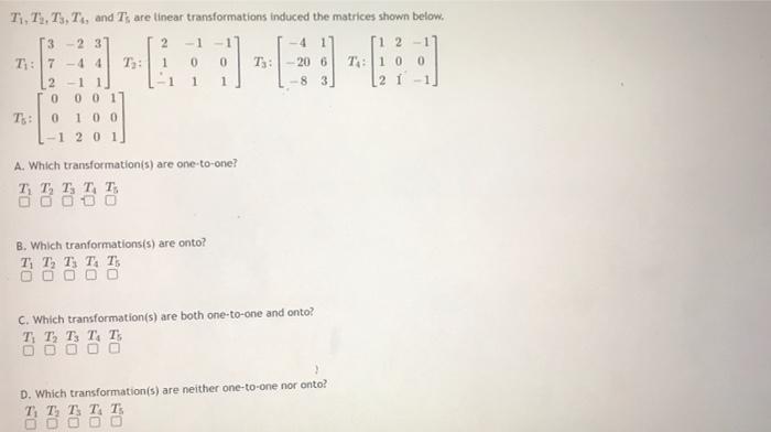 Solved T₁, T₂, T3, T4, and T are linear transformations | Chegg.com