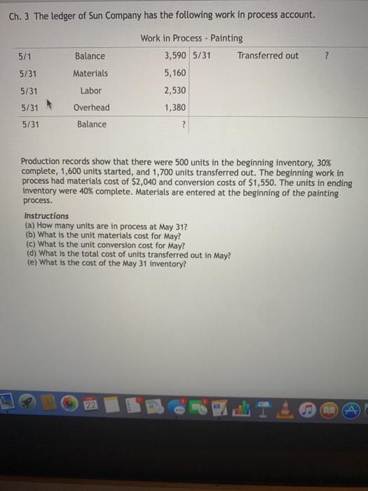 Solved Ch. 3 The Ledger of Sun Company has the following | Chegg.com