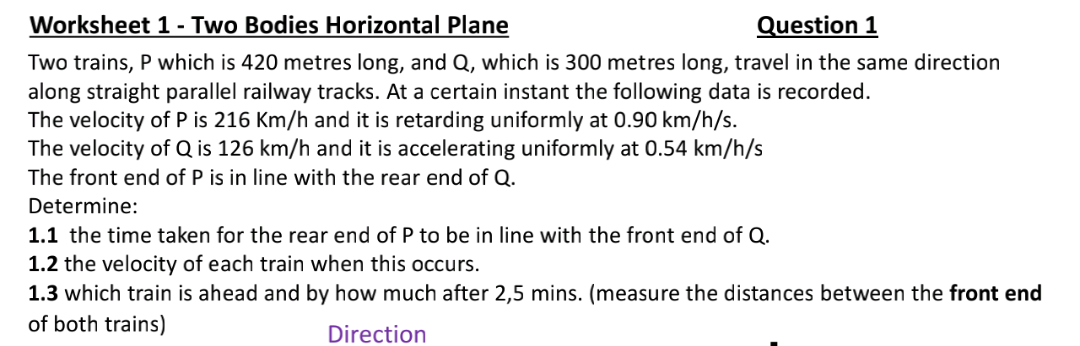Solved Worksheet 1 - Two Bodies Horizontal Plane Question 1 | Chegg.com