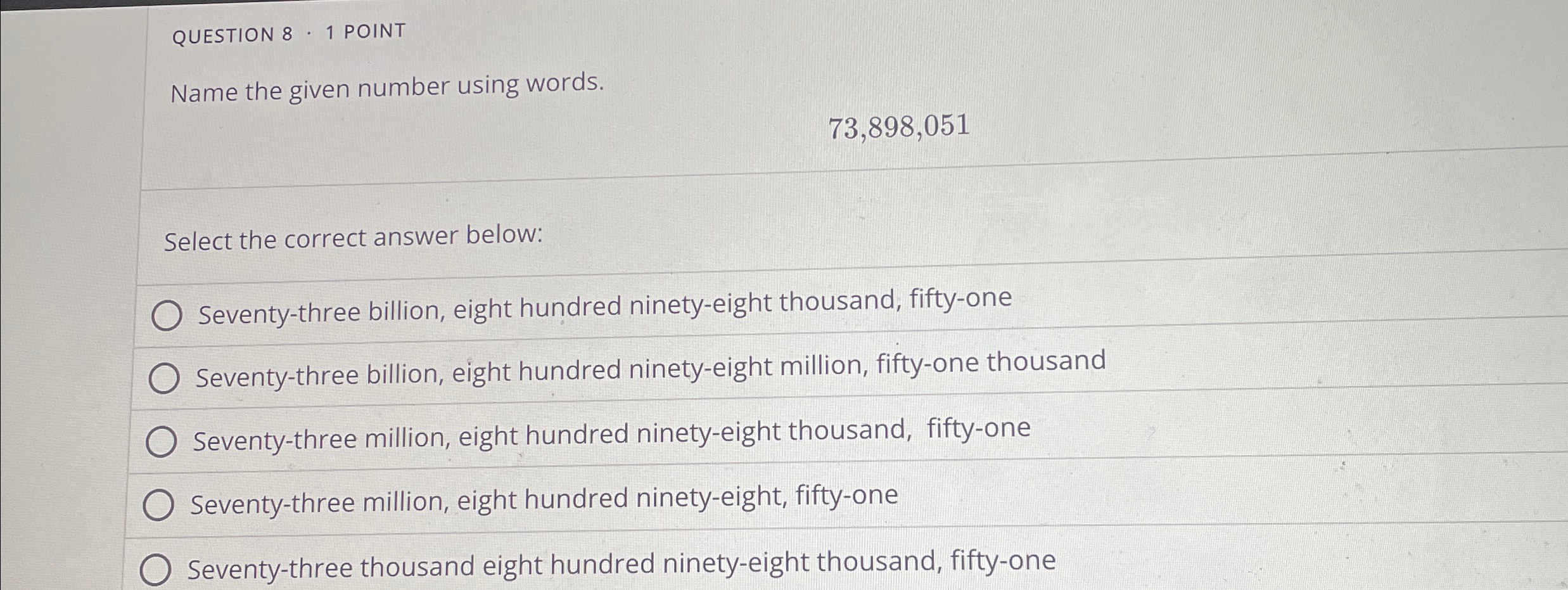 Solved QUESTION 8 - 1 ﻿POINTName the given number using | Chegg.com