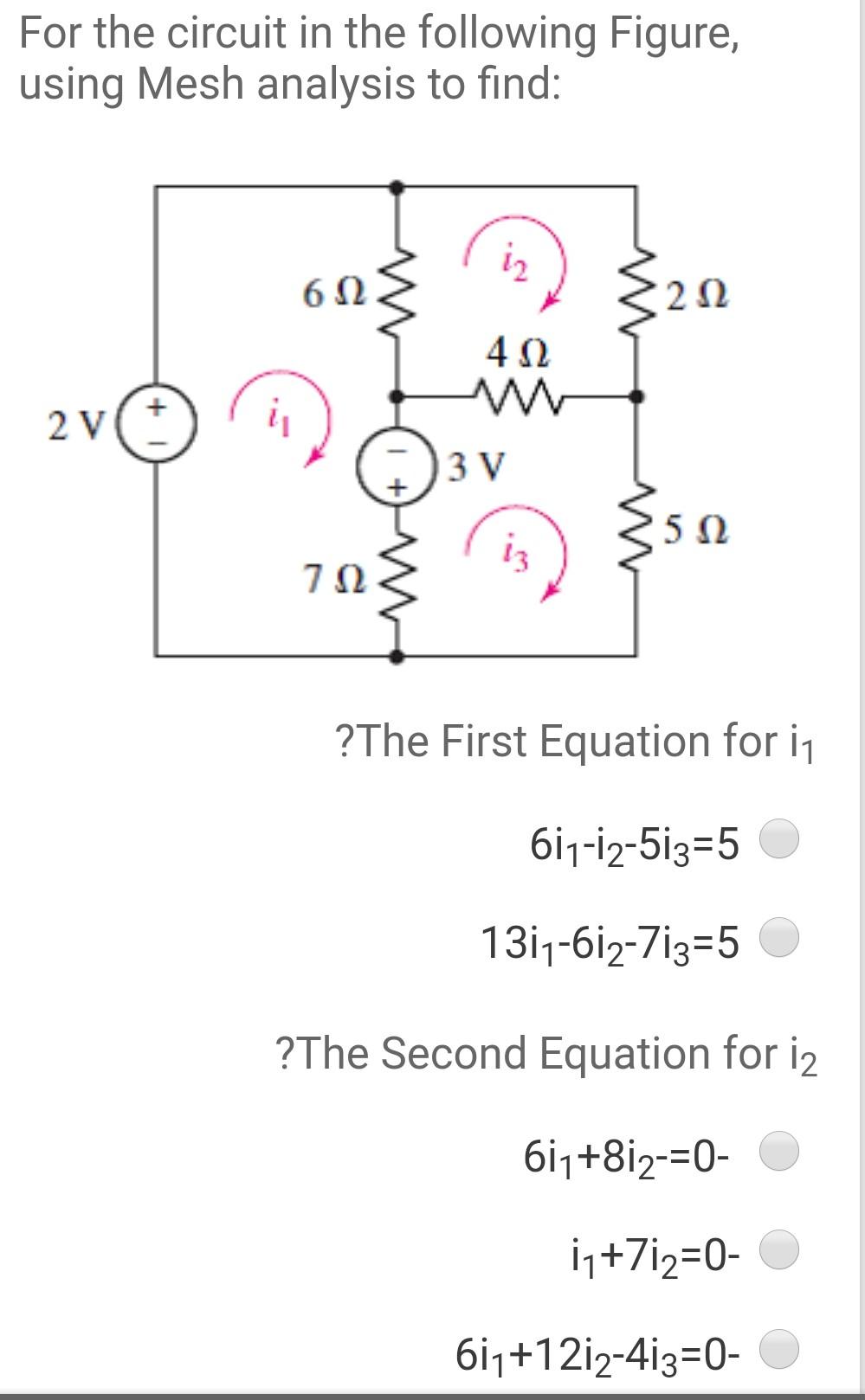 Solved For the circuit in the following Figure, using Mesh | Chegg.com