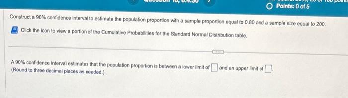 Solved Construct a 90% confidence interval to estimate the | Chegg.com