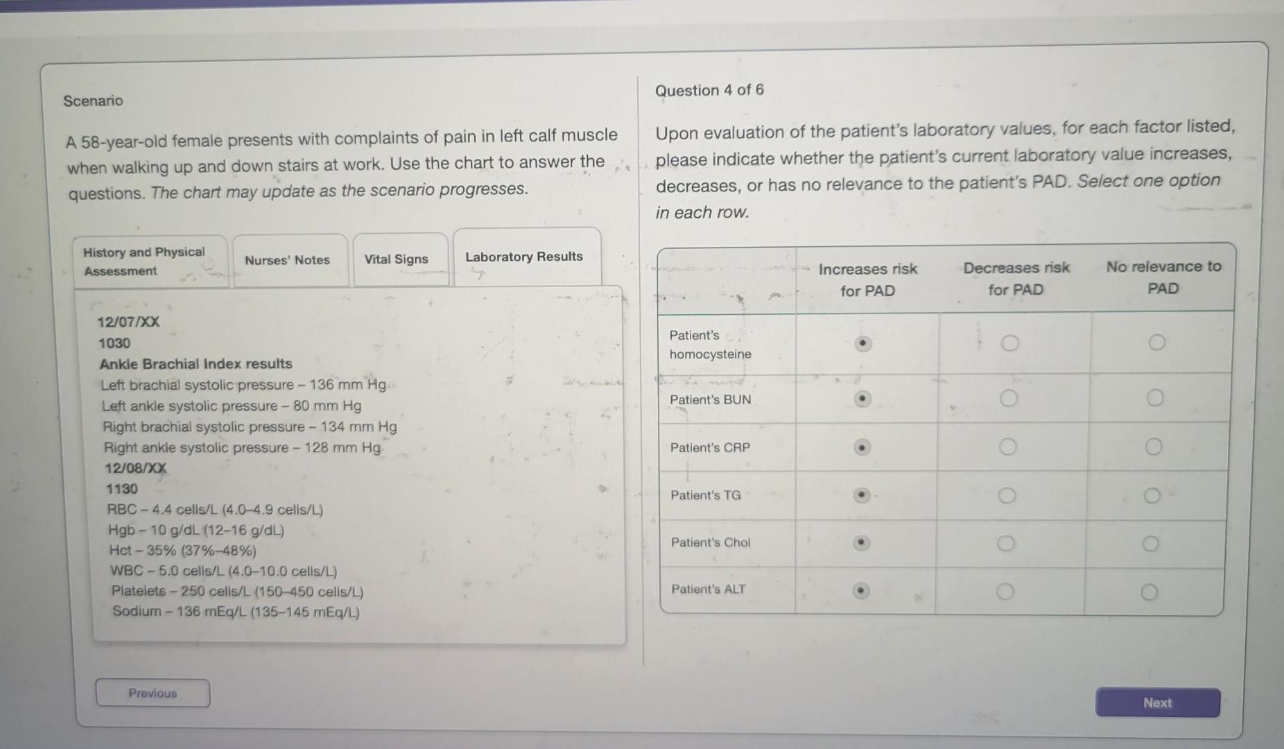 Solved Question 4 of 6 Scenario A 58-year-old female | Chegg.com