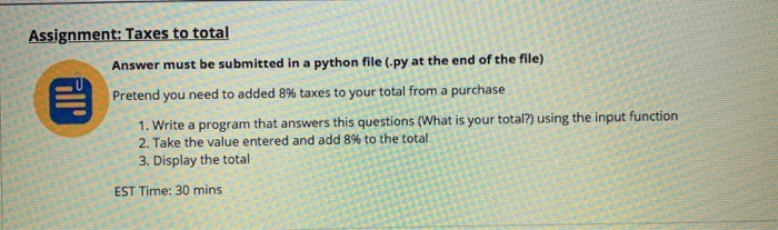 Solved Assignment: Taxes to total Answer must be submitted | Chegg.com