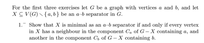 Solved For the first three exercises let G be a graph with | Chegg.com