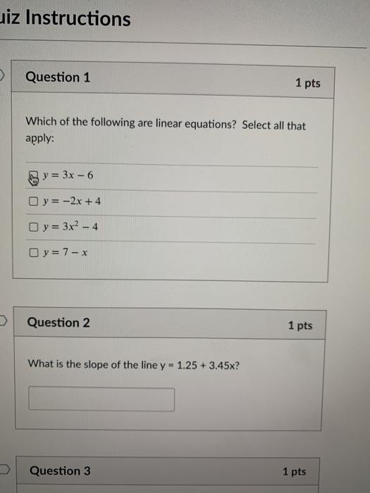 Solved uiz Instructions Question 1 1 pts Which of the | Chegg.com