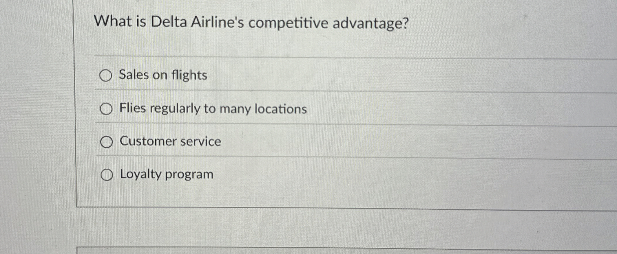 Solved What is Delta Airline's competitive advantage?Sales | Chegg.com