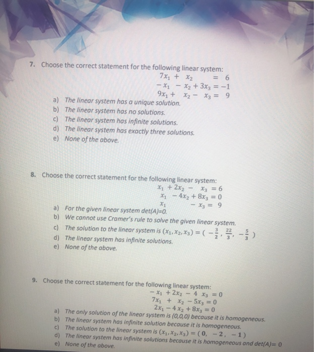 6 3 Practice Solving Linear Systems Using Inverses And Cramer S Rule