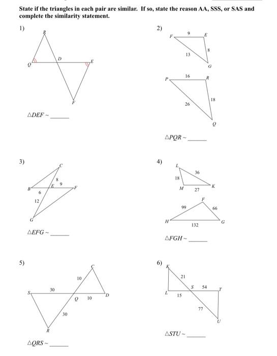 Solved State if the triangles in each pair are similar. If | Chegg.com