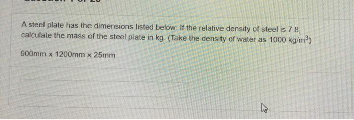 Solved A steel plate has the dimensions listed below. If the | Chegg.com