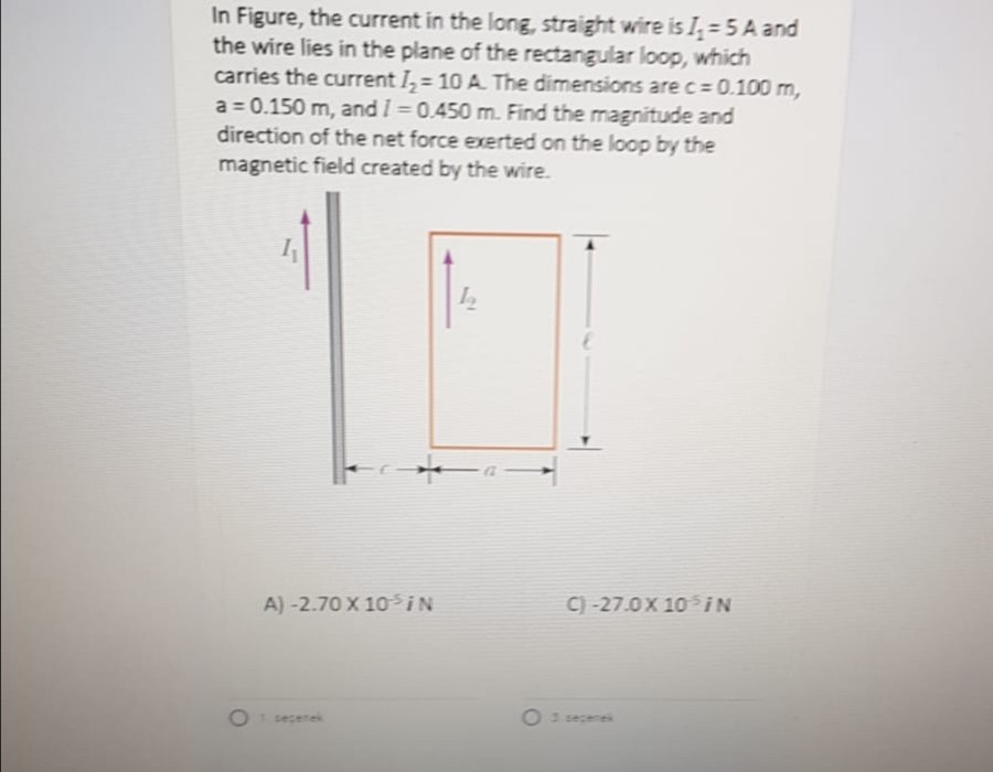 Solved In Figure, the current in the long, straight wire is | Chegg.com
