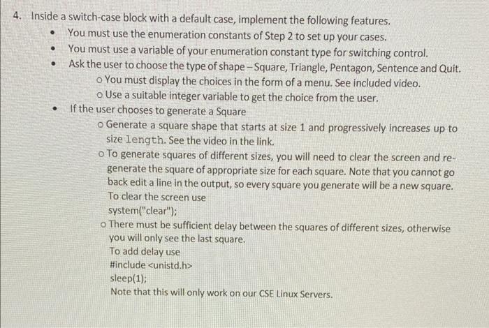Solved 4. Inside a switch-case block with a default case, | Chegg.com