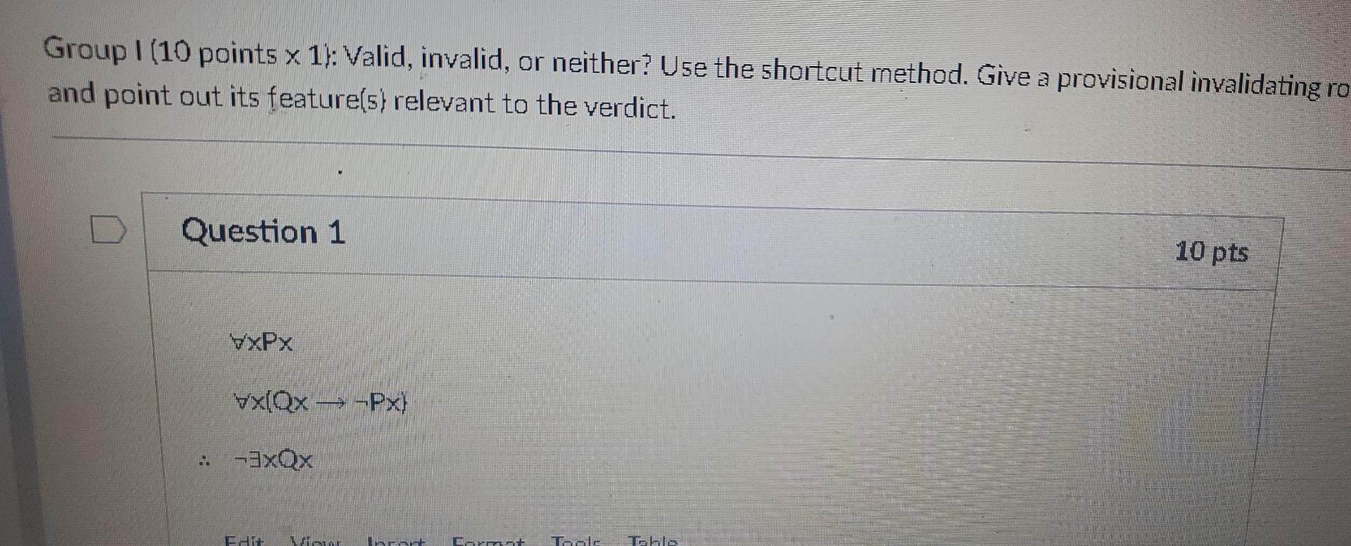 Solved Group 1(10 points x 1): Valid, invalid, or neither? | Chegg.com