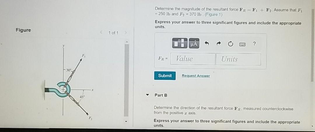 Solved Determine The Magnitude Of The Resultant Force FR=Fı | Chegg.com