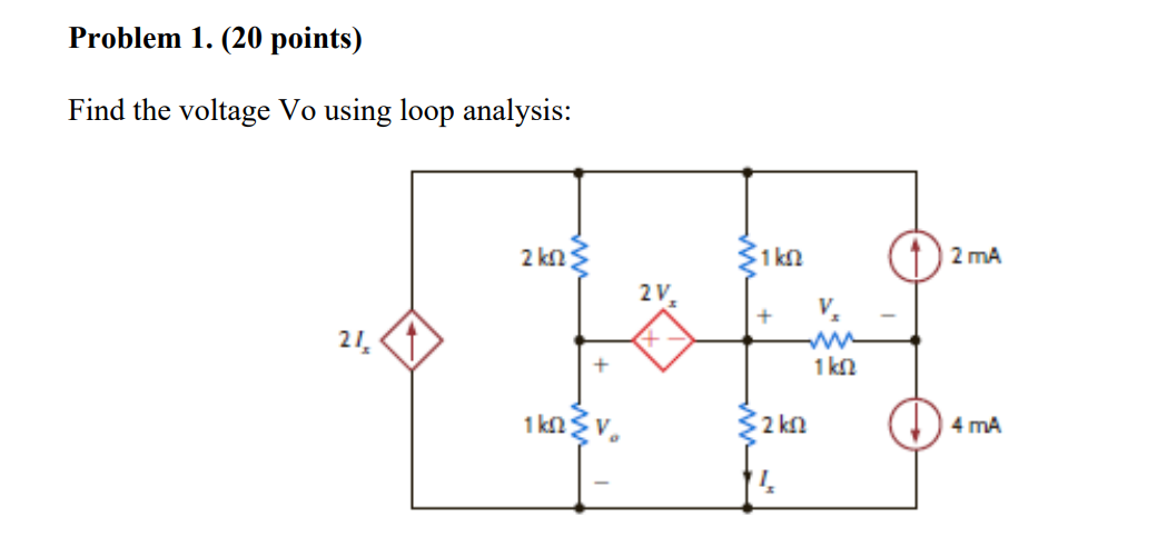 Solved Problem 1. (20 ﻿points) ﻿Find the voltage Vo using | Chegg.com