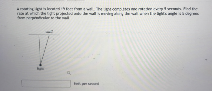 Solved A rotating light is located 19 feet from a wall. The | Chegg.com