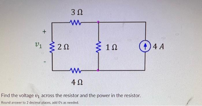 Solved Find The Voltage V1 Across The Resistor And The Power | Chegg.com