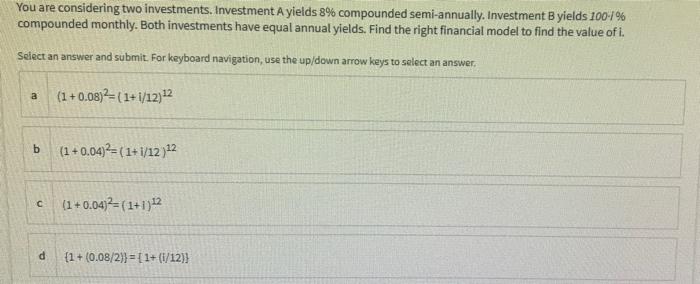 Solved You are considering two investments. Investment A | Chegg.com