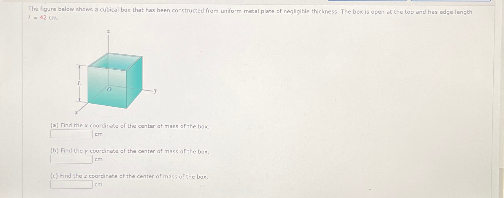 Solved The Figure Below Shows A Cubical Box That Has Been | Chegg.com