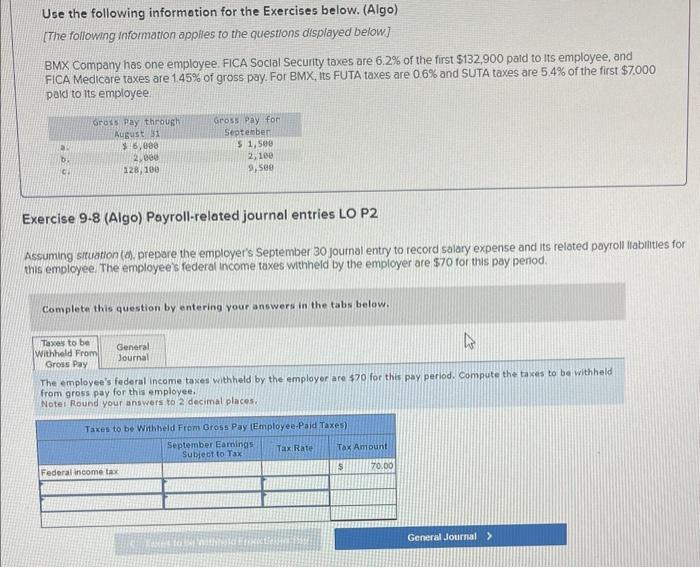 Solved Use the following information for the Exercises | Chegg.com