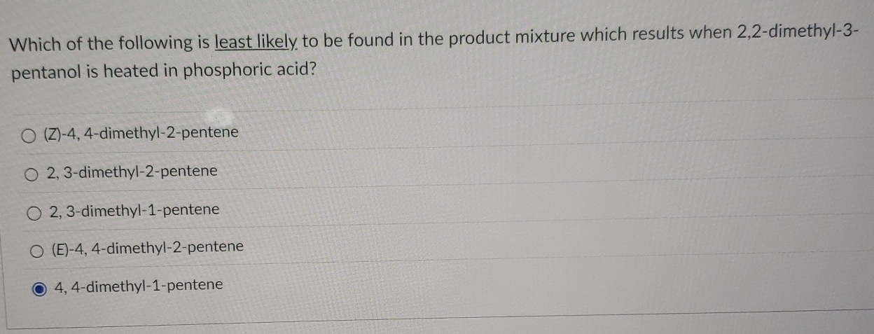 Solved Which of the following is least likely to be found in | Chegg.com