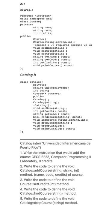 Solved C++ Course. #include using namespace std; class | Chegg.com