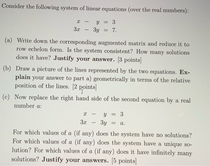 Solved Consider the following system of linear equations | Chegg.com