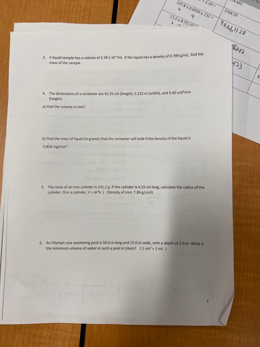 Solved 1 Fill In The Blanks A 1 Kl 1000 L C 1 Mg 0 00 Chegg Com